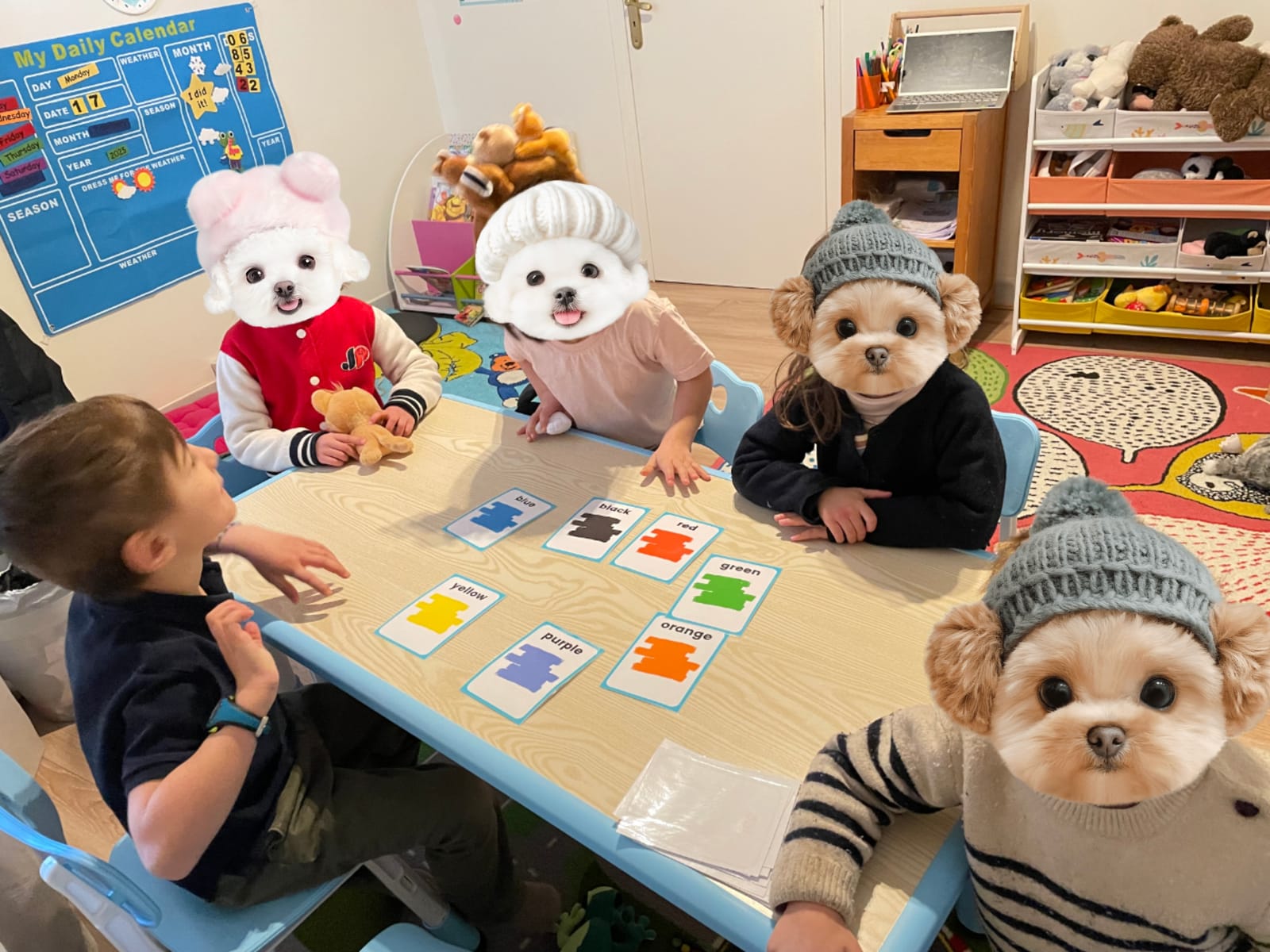 English class at Polyglots Playhouse - Learning Colors